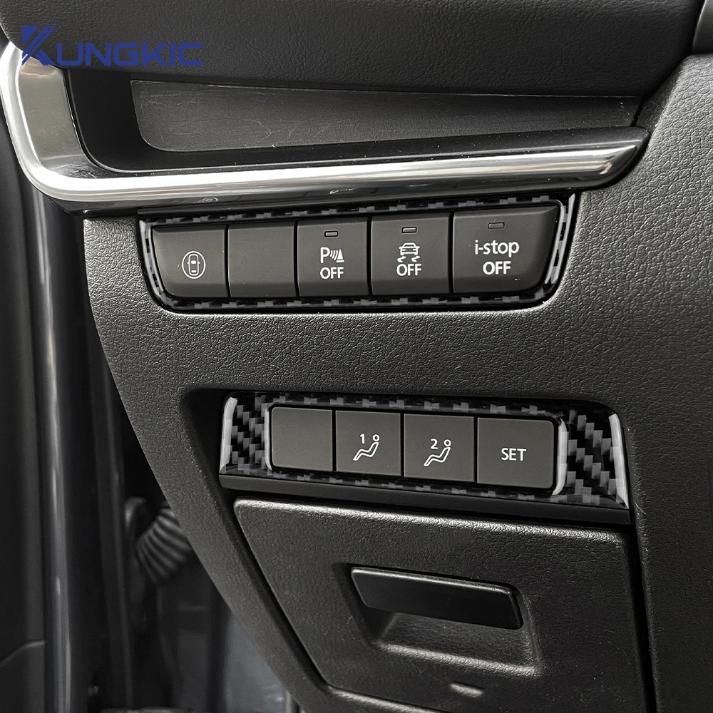 For Mazda 3 Axela BP 2019 2020 2021 2022 2023 2024 2025 Real Soft Carbon Fiber Sticker Car Start Stop Switch Button Accessories