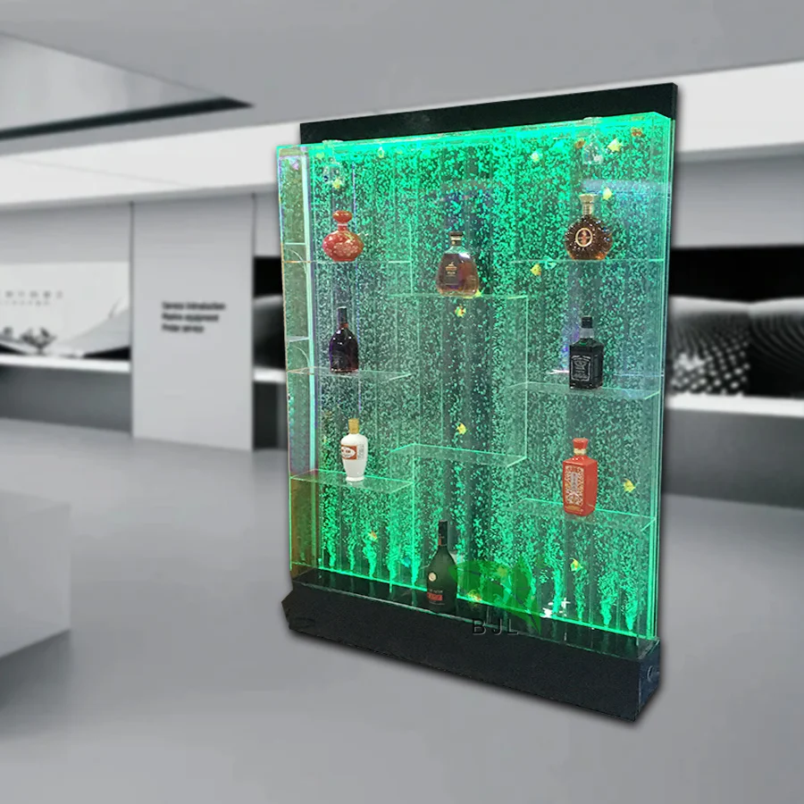 

Customization.Restaurant Home bar Furniture Color Changing LED Lighting Water Bubble Wall Acrylic bar Wine Cabinet
