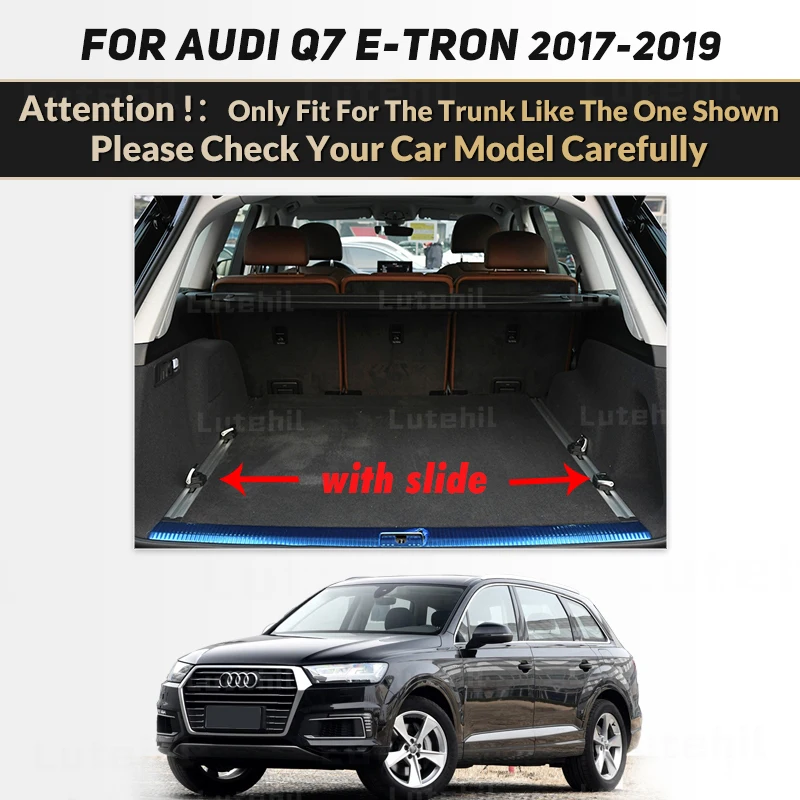 Lutehil Car Trunk Mat For Audi Q7 e-tron 2017 2018 2019 Custom Car cargo liner carpet Accessories Auto Interior Decoration