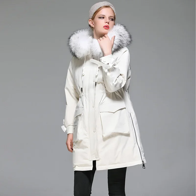 

Fashion White Women Warm Ski Down Jackets Coats Casual Warm Hoodies Black White Puffer Jacket Women