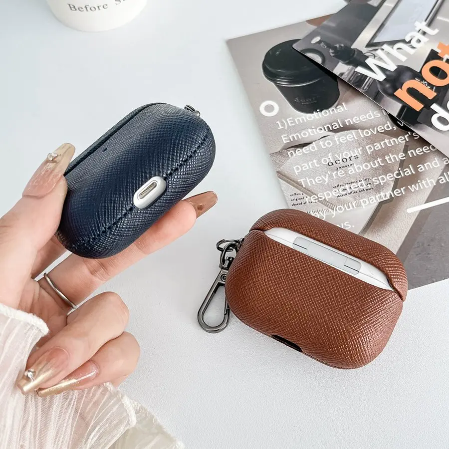 Apple-合成皮革ヘッドセット,Bluetooth付きデラックスケース,フック付き,Airpods 3 Pro 2