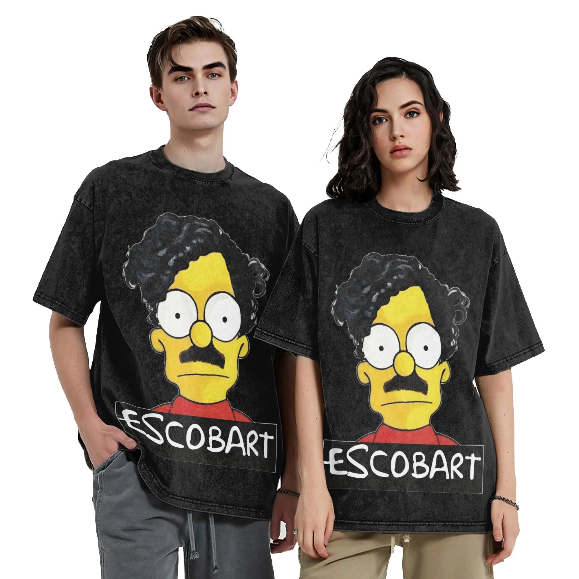 Pablo Escobar bart Washed T Shirt Streetwear Hip Hop Novelty T-Shirt  Tees Men Women Short Sleeve Oversize Printed