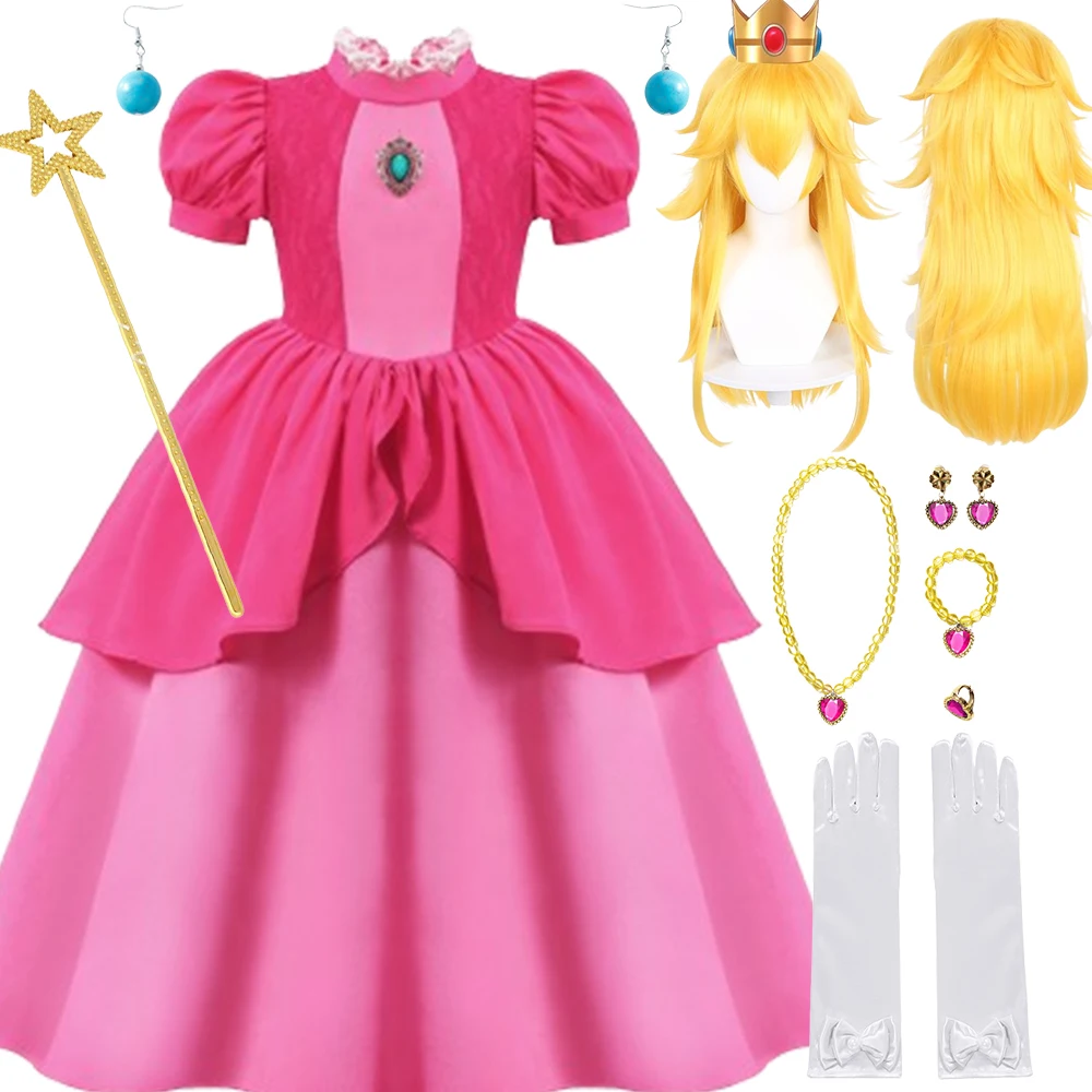 

Princess Peach Costume Girls Daisy Rogetta Princess Dresses Revelry Festival Cosplay Party Disney Clothes Girl Halloween Costume