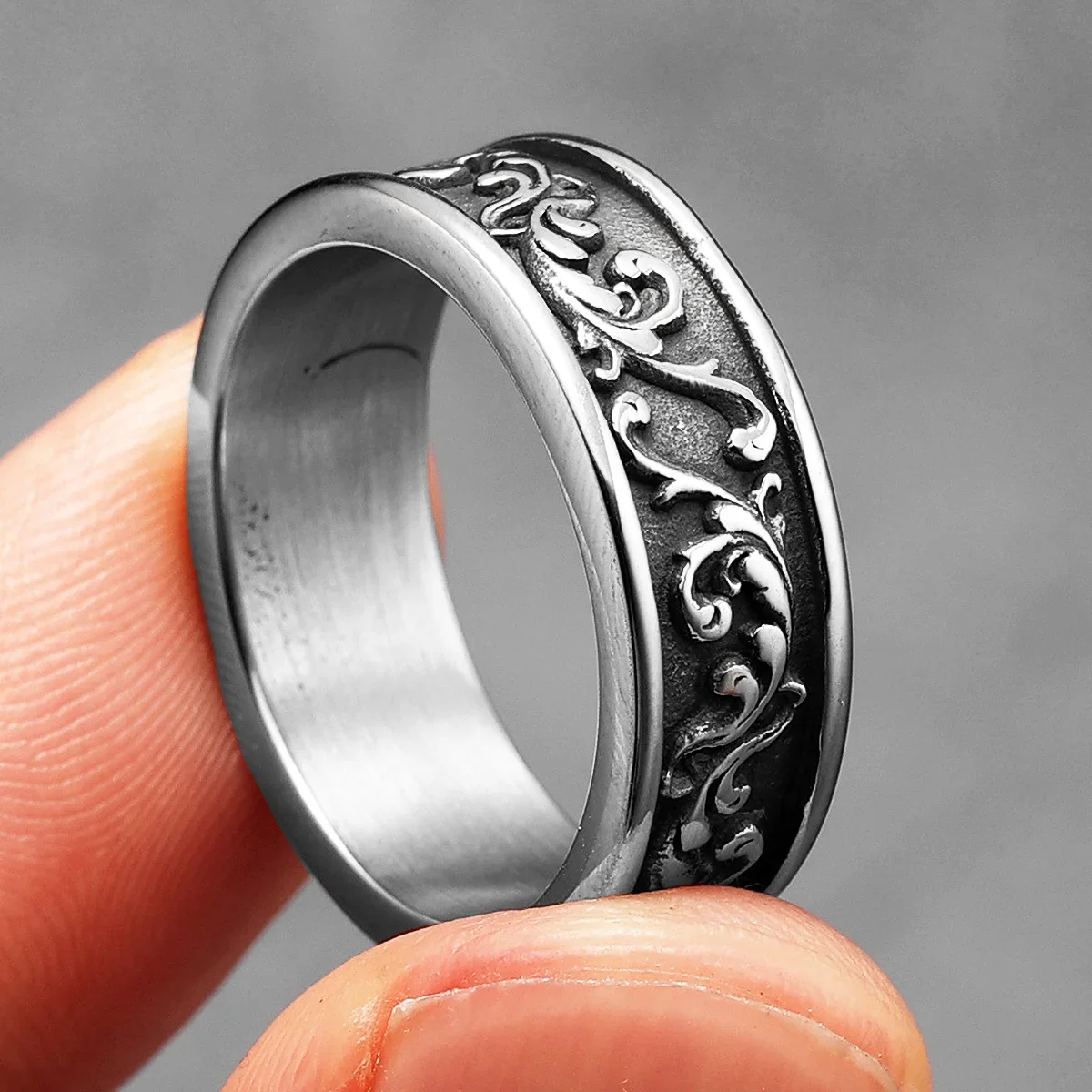 Aesthetic Flower Wreath Men Rings Stainless Steel Retro Punk Gothic NeW Rock Women Jewelry Fashion Accessories Gift Wholesale