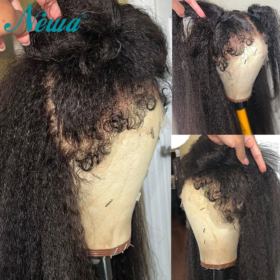 

Kinky Straight Human Hair Wig Lace Front Curly Baby Hair HD Transparent 360 Lace Frontal Wig Glueless Full Lace Wig Pre Plucked