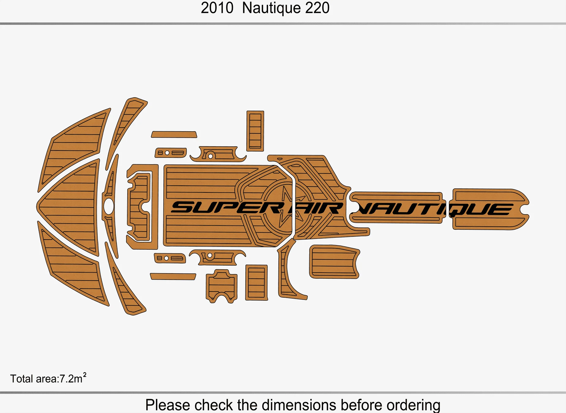 Marine Faux Teak EVA Non-Slip Mat -2010 Nautique 220 Super Air Self-Adhesive 1/4