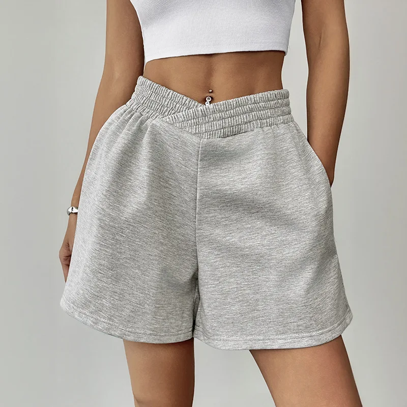 

Commuter Style Women's Shorts 2025 Summer Casual Elastic V-shaped High Waist Wide-leg Pants