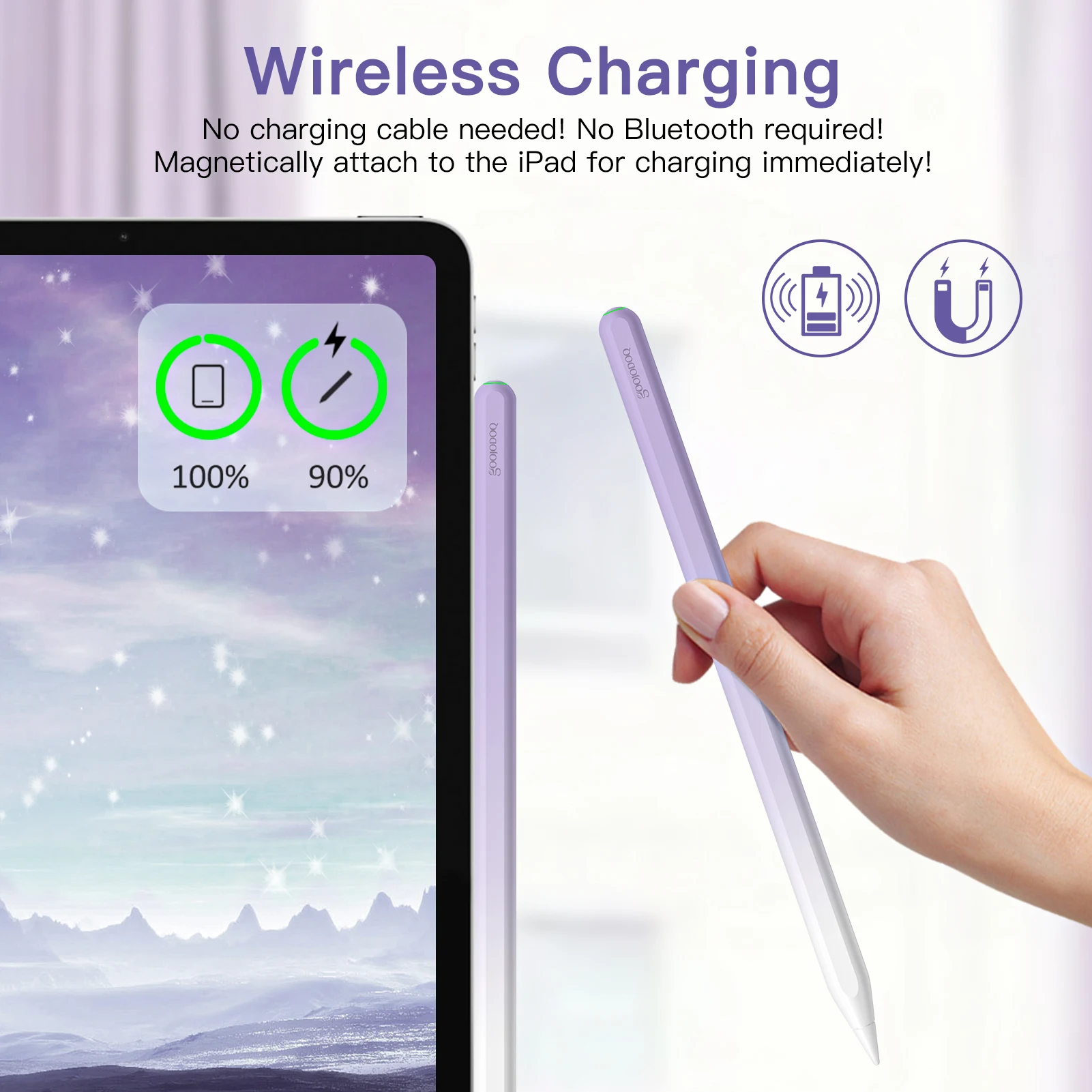 GOOJODOQ GD13 Pencil Stylus Pen for Apple Pencils Pen iPad Air 4 5 Pro 11 12.9 Mini 6 with Wireless Charging for Apple Pencil 2