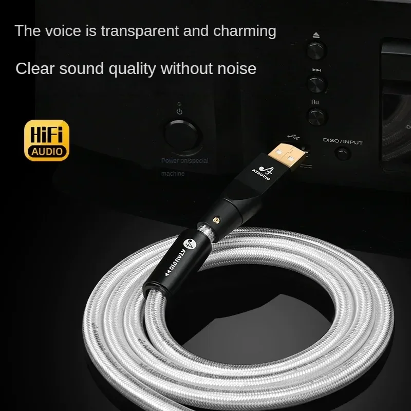 HiFi USBオーディオケーブル 高品質銅銀メッキ タイプA to タイプB C-B C-C データデジタルケーブル 携帯電話DAC用