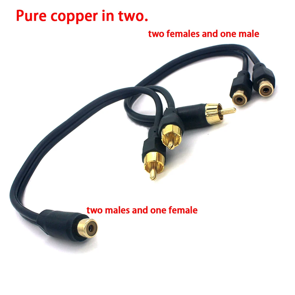 

Pure copper car audio modification one point two audio connecting cable 2 male 1 female 2 female 1 male RCA lotus head converter