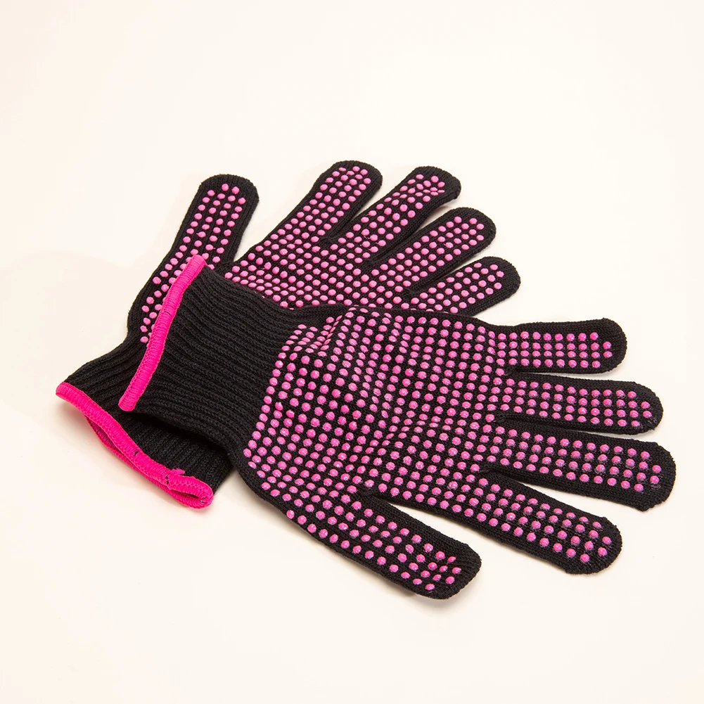 قفازات مقاومة للحرارة قفازات حرارية احترافية مع مصطات سيليكون قفازات تصفيف الشعر الحرارية لوازم تصفيف الشعر المضادة للانزلاق