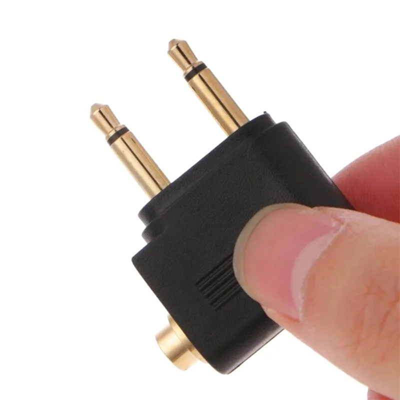 Dual 3 5 มม.ชาย 3 5 มม.AUX แจ็คอะแดปเตอร์เครื่องบิน Travel หูฟัง Golden Plated Converter