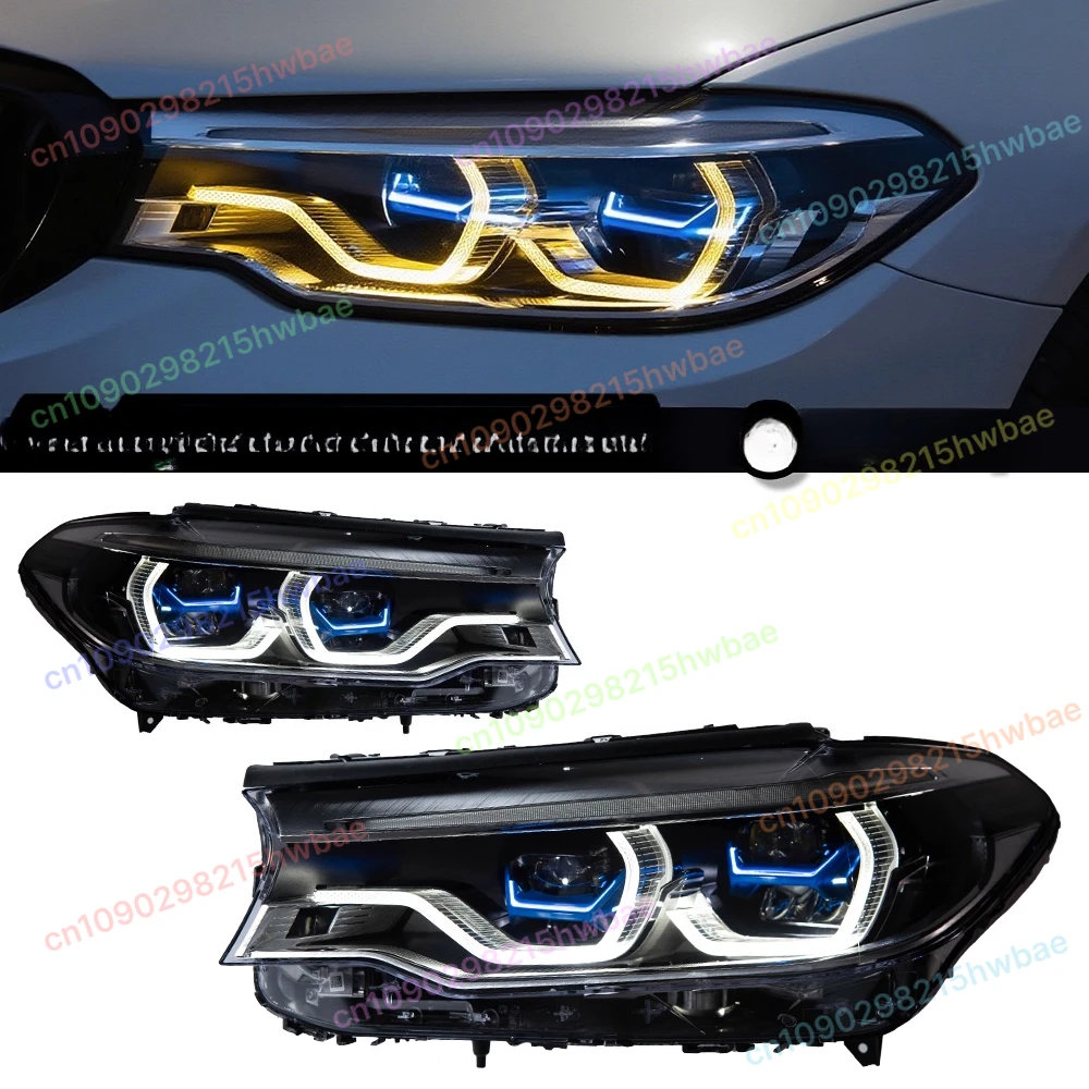 

For 18-20 BMW 5 Series G38 Headlight Assembly G30 Modified Golden Eye Spoon Headlights Four Nearly Eight Far