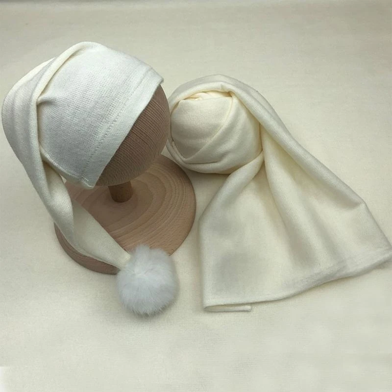 J15U 2 قطعة تلقي الطفل بطانية قبعة قبعة مجموعة الرضع النوم قماط التفاف عمامة #6