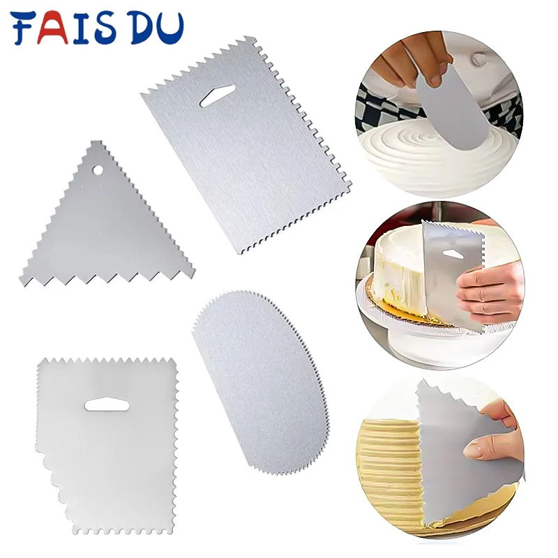 Stainless Steel Scraper Smooth Edge Fondant Scraper Spatulas Baking Pastry Tools Stainless Steel Cake For Decorating Accessorie