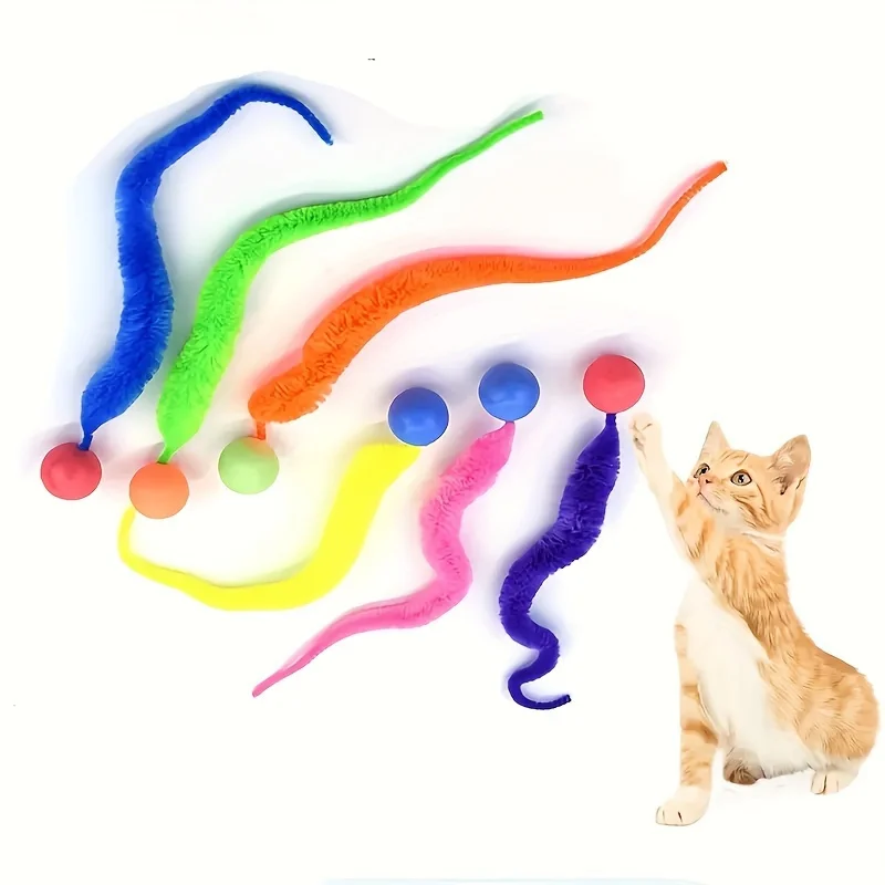 1PC Random Color cat toy Elastic ball colored caterpillar desig nonelectric durable plastic construction