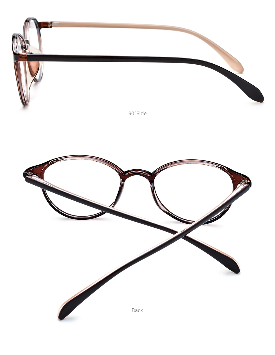 NIANZHEN TR90 Brillengestell, Damen, ovales Design, Markenbrille, Herren, ultraleicht, Retro-Vintage-Brille, 7122 – Detail 5