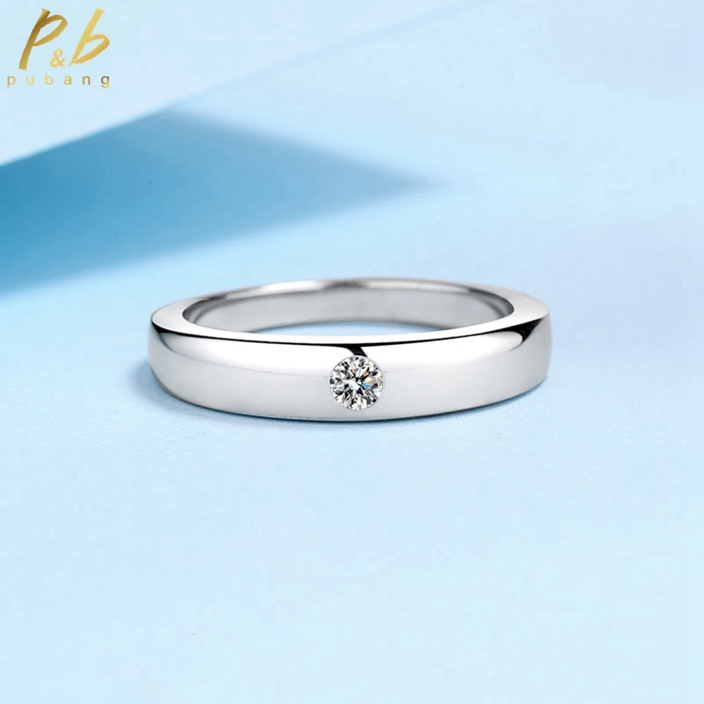 

PuBang Fine Jewelry Solid 925 Sterling Silver 18K White Gold Moissanite Diamond Ring for Women Men Engagement Gift Free Shipping