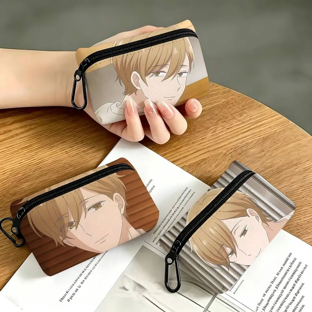 1pc Masaki Fujiyoshi Anime Characters Coin Purse With Carabiner Hook Portable Key Card Wallet Small Zipper Storage Pouch