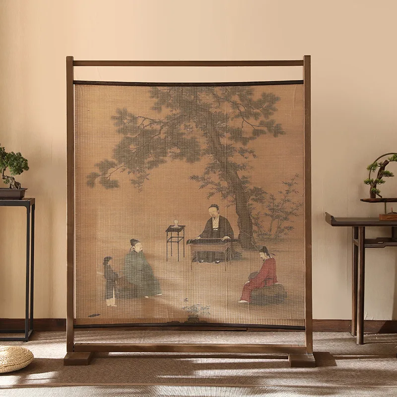 New Chinese-style solid wood seat screen home ornament blocking screen partition porch hotel office decorative bamboo barrier