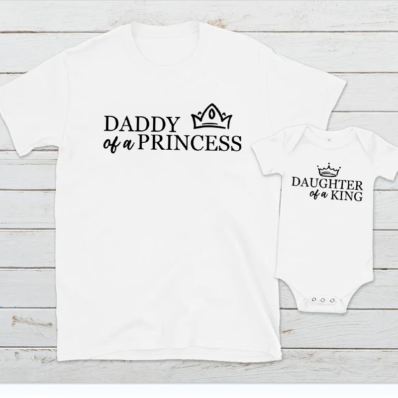 

Daddy of A Princess Shirt Daughter of A King Tshirt Little Girl Clothes Father and Baby Girl Matching Shirt Fathers Day Tops M