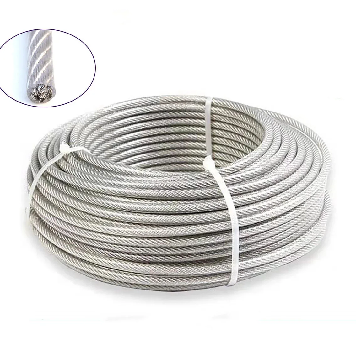 10Meters 0.6mm 0.8mm 1mm-3mm 1*7/7*7 PVC Coated Flexible Steel Wire Rope Soft Cable Transparent Stainless Steel Clothesline