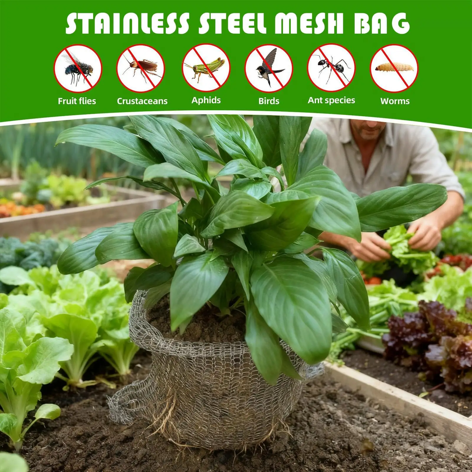 

15Pcs Stainless Steel Mesh Bag Plant Root Protective Cover Flower Grass Insect-Proof and Rodent-Proof Mesh Woven accessories