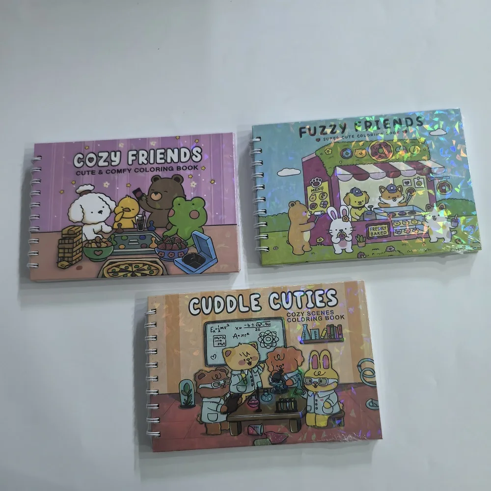 

Книжка-раскраска для взрослых и подростков на тему Хэллоуина с очаровательными жуткими существами в уютных моментых для подарка для релаксации