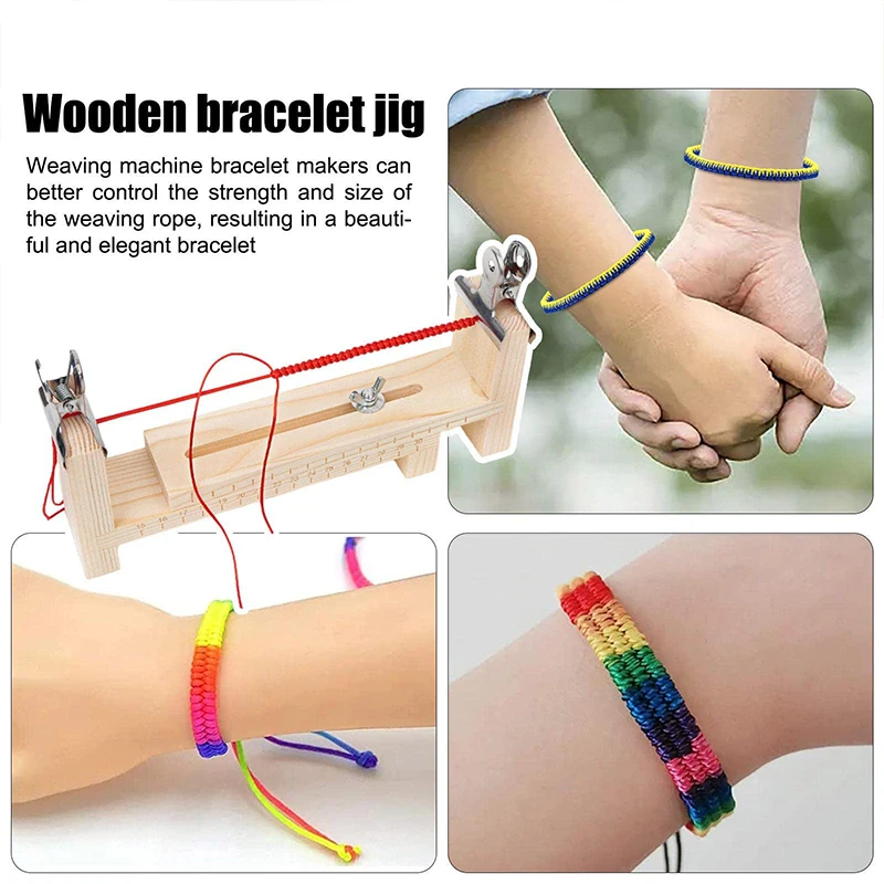 Adjustable bracelet braider DIY tool kit necklace head rope bracelet fixed wooden frame braiding tools