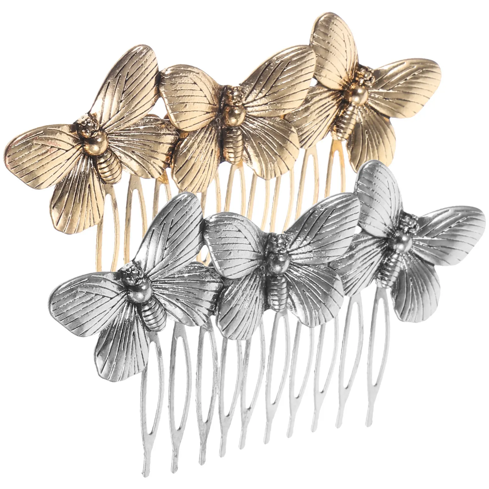 2Pcs Exquisite Retro Butterfly Hair Comb Women Vintage Alloy Insert Comb Elegant DIY Hairstyle Accessory Party