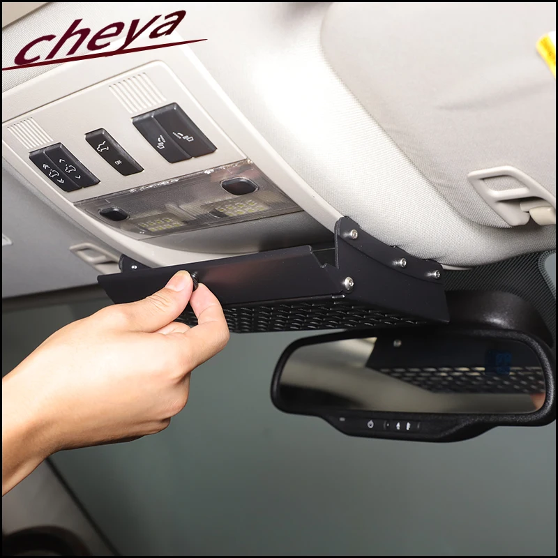 

Aluminum Alloy Car Interior Roof Rearview Mirror Multi-Function Storage Basket Tray Suitable for Cadillac Escalade 2007-2014