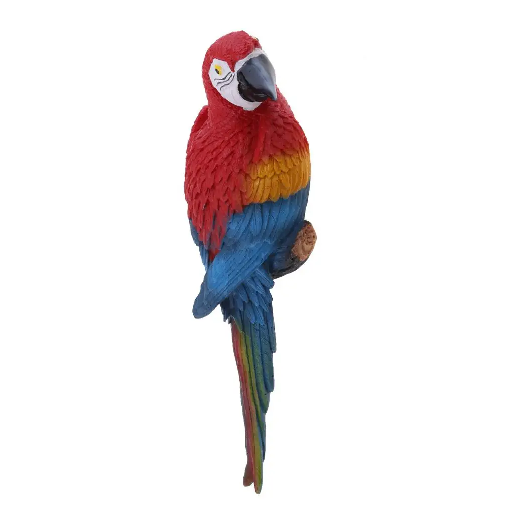 Resin Parrot Sculpture Lifelike Bird Garden Decor Imitation Animal Model Ornament for Indoor Outdoor