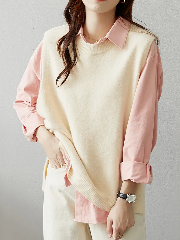 Shirt jacket women's top casual vest inner bottoming spring cartoon embroidered single-breasted cardigan fashionable  versatile