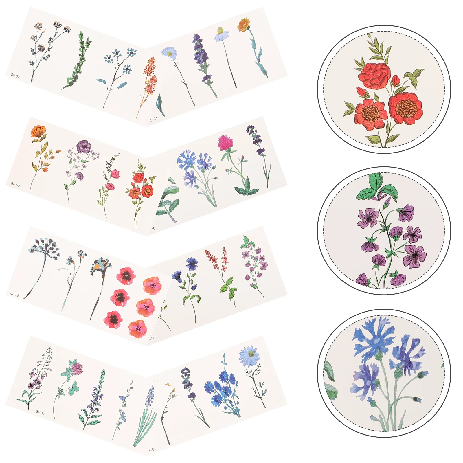 

8 Sheets Fake Tattoos Temporary Sticker for Girl Plant Plants Stickers Arm Flower Lavender Decorative