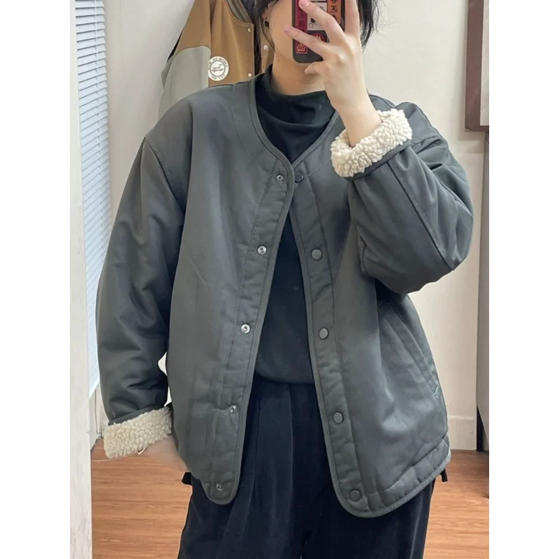 

Корейский стиль, модное универсальное пальто, женская хлопковая одежда, свободный кардиган, топ