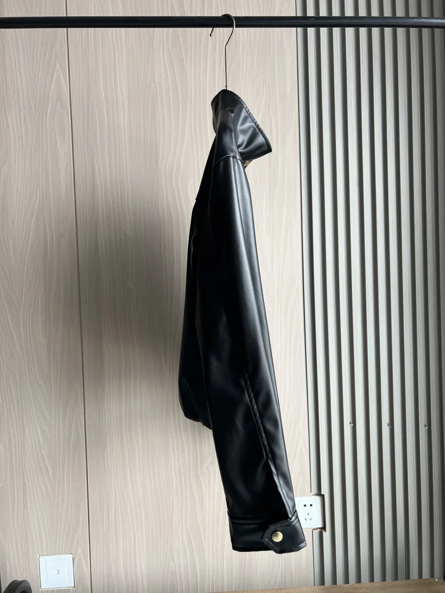 ETJ 2024 Herfst/Winter Nieuwe vrouwen street style y2k motorfiets mode lange mouwen stand kraag imitatie leren jas