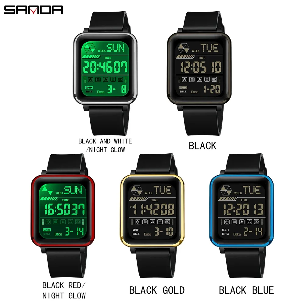 SANDA6159 Digital Watch Men Military Army Sport Wristwatch Top Brand Luxury LED Stopwatch Waterproof Male Electronic Clock Gift