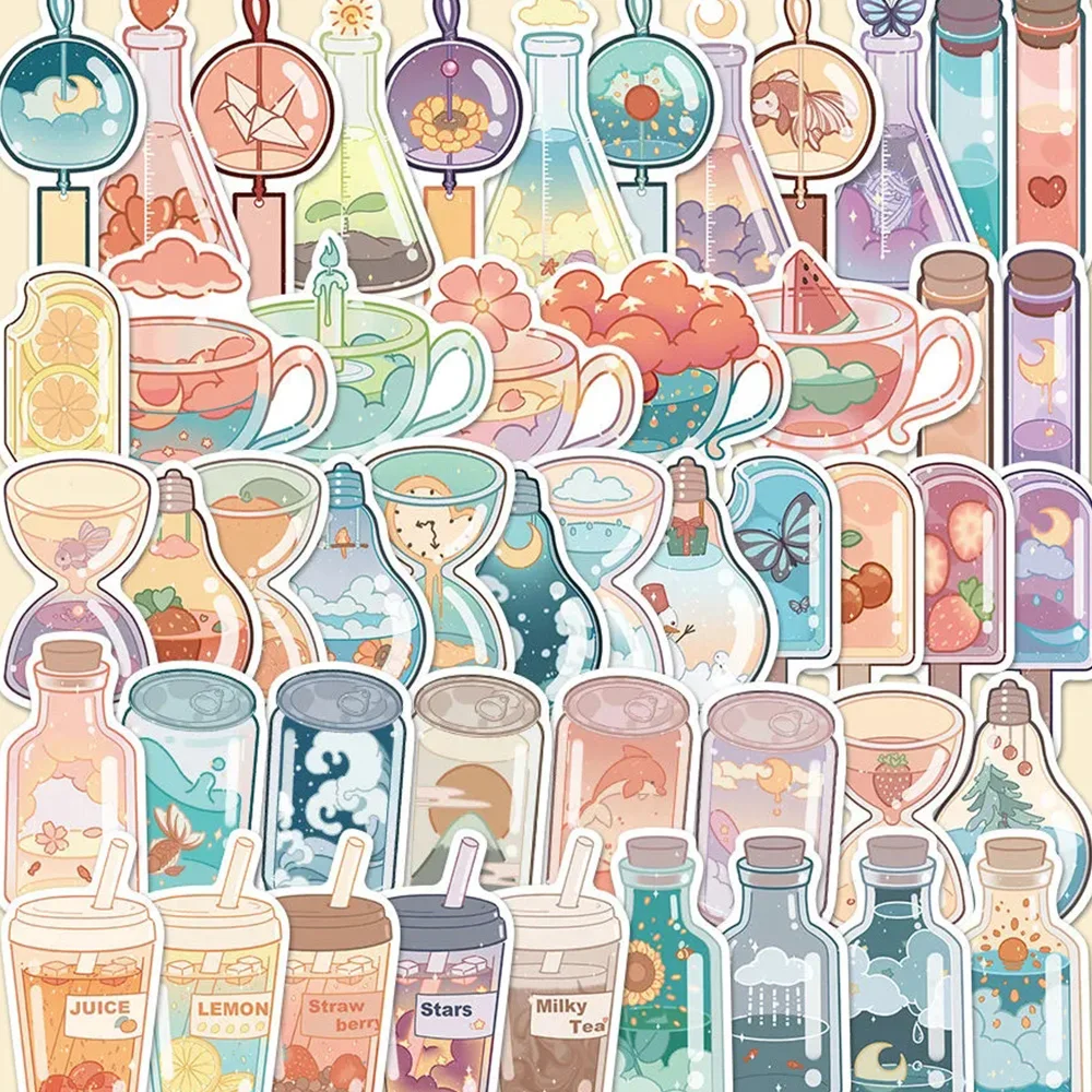 

10/30/50pcs Cute INS Style Drink Stickers Aesthetic Decorative Notebook Phone Fridge Kawaii Kids DIY Sticker Decals for Kids Toy