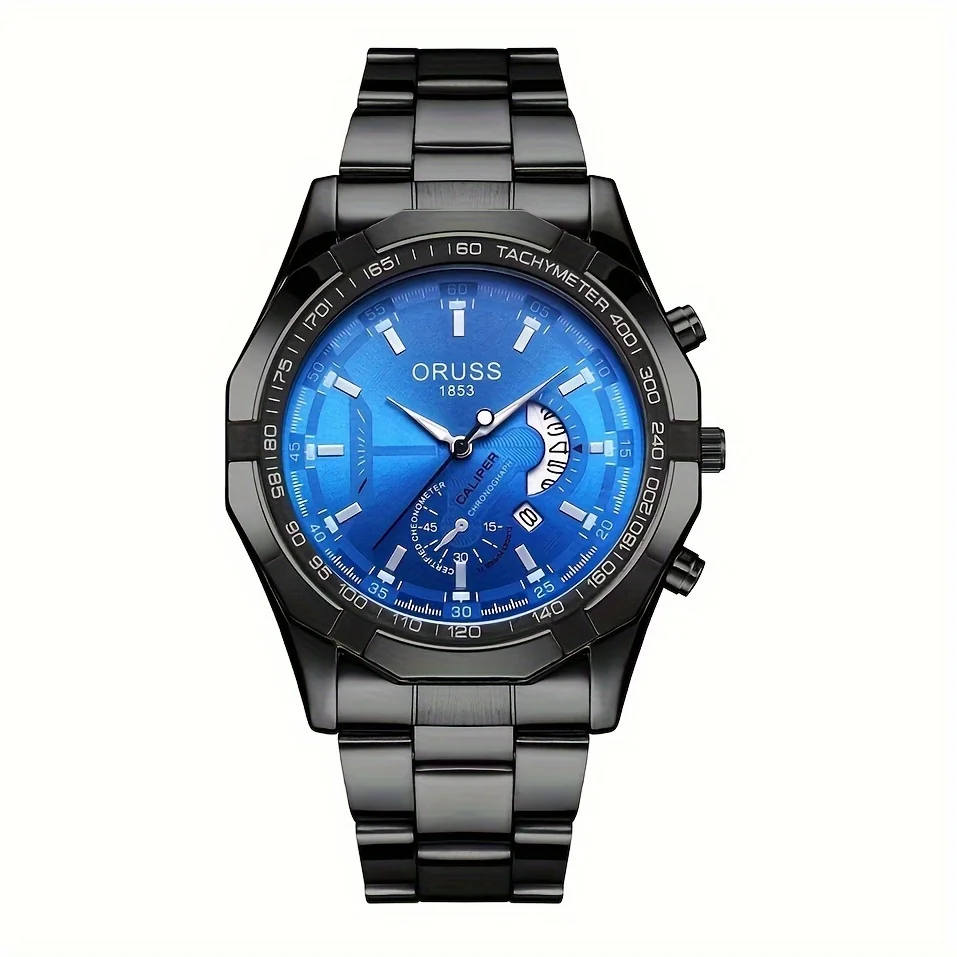 Men\'s watch durable fashion watch calendar big dial new men\'s business watch blue cool