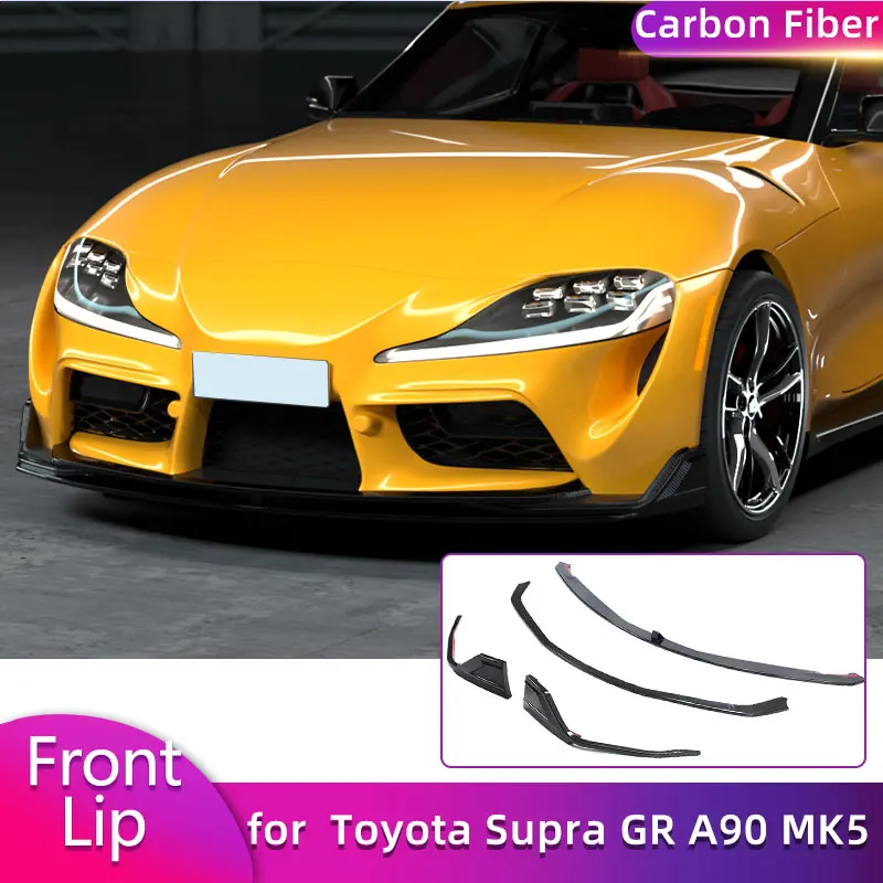 

Full Carbon Fiber Front Bumper Lip Splitters for Toyota Supra GR A90 A91 MK5 2019-2022 Car Front Lip Chin Apron Spoiler Body Kit