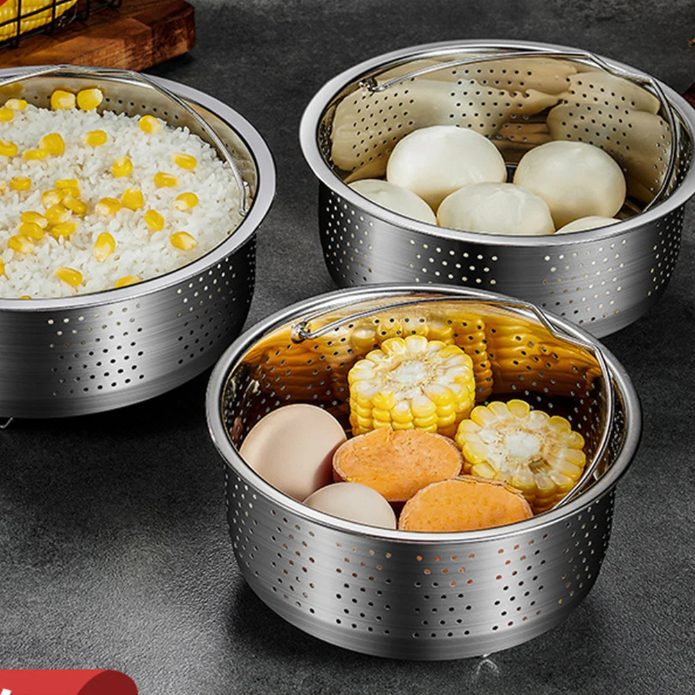 Seafood Stainless Steel Rice Steamer Air Fryers Round Serving Tray Kitchen Strainer