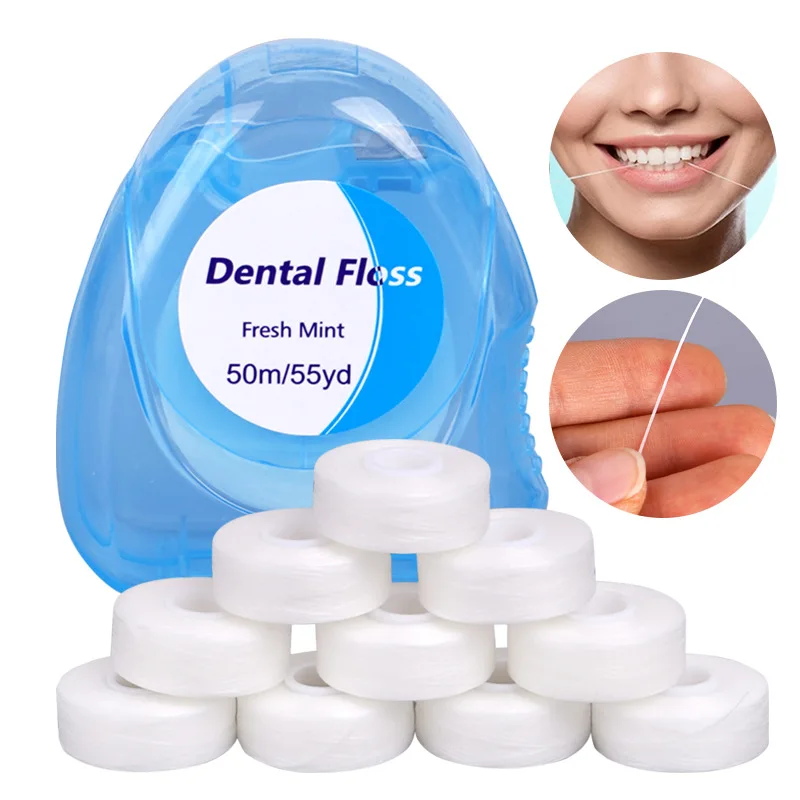 

3/5/10 шт.-Ортодонтическая зубная нить, катушка 50 м, со вкусом мяты, ультратонкая, высокая прочность на растяжение, не разделенная проволока, компактная и удобная
