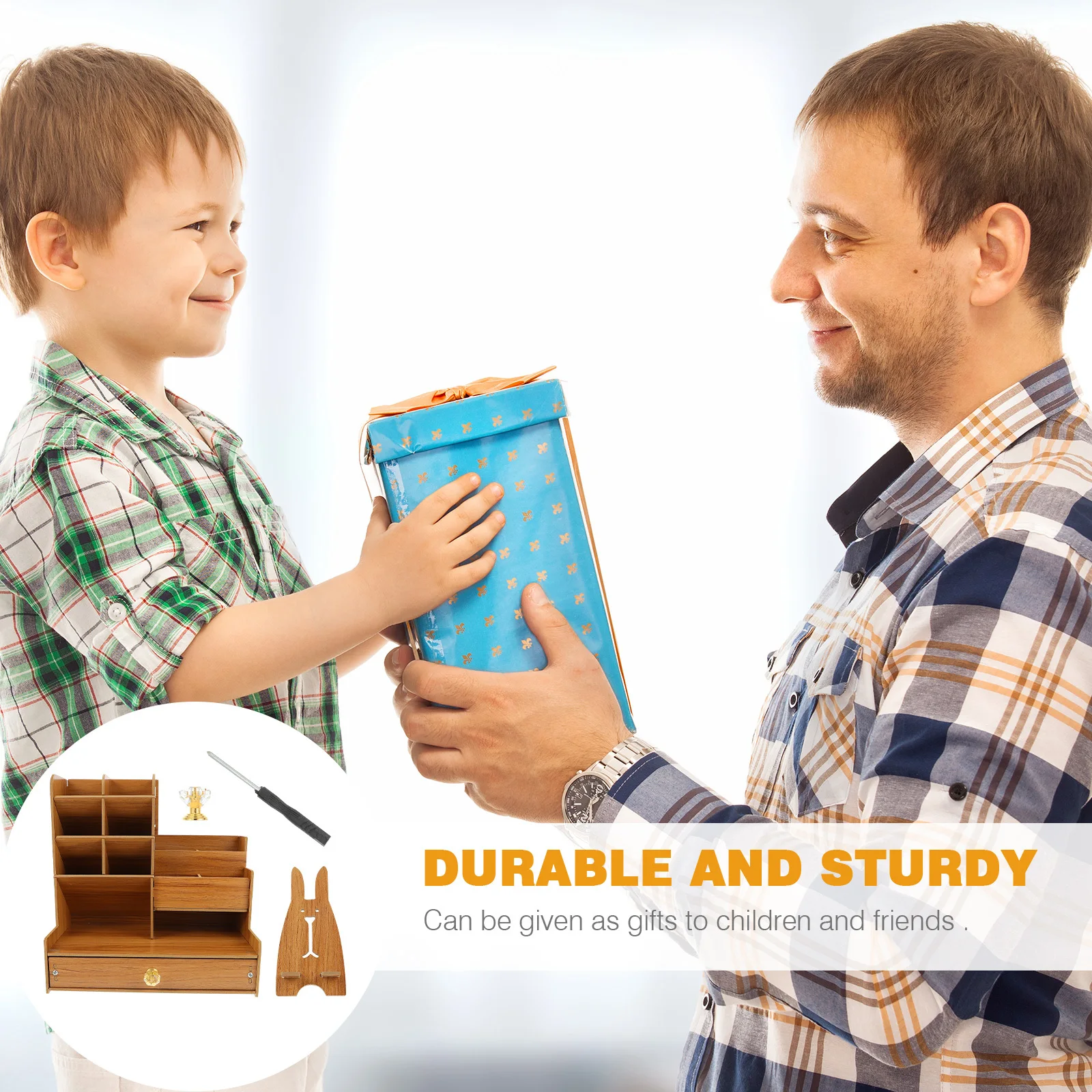 Portalápices de madera de cerezo, organizador de escritorio de gran capacidad, caja de almacenamiento multiusos para escritorio de oficina, organizador de bolígrafos, papelería