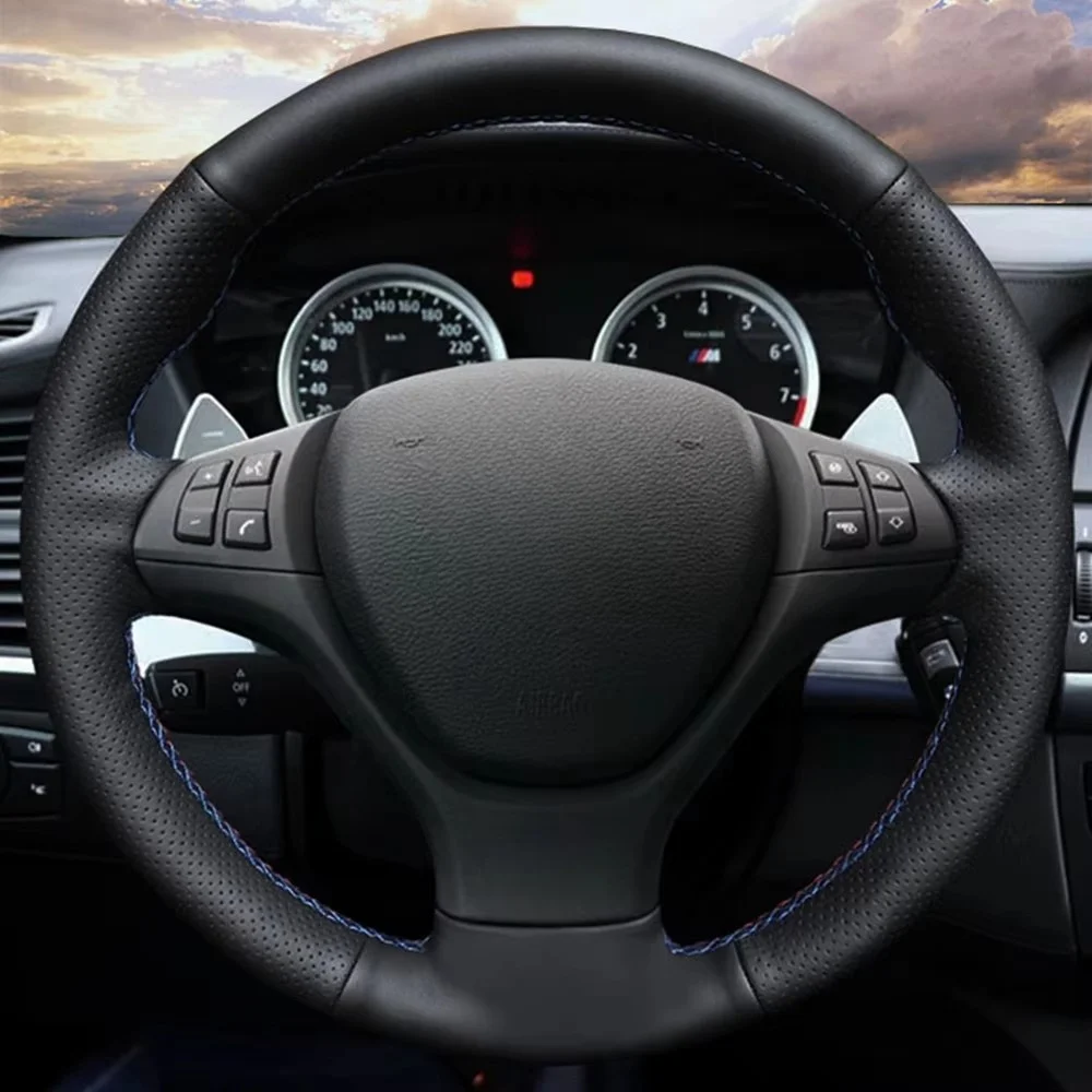 

Сделай Сам, черный чехол из натуральной кожи для BMW M Sport X5 E70 M50d 2006-2013 X6 E71 2009 2010 2011 2012 2013 2014