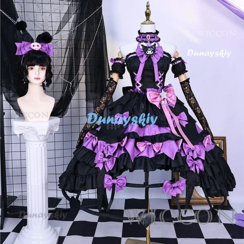 MN1 Bloody Queen  Cosplay Costume Identity V Cosplay Costume Black Lolita Gothic Long Dress Full Set Wig Halloween Xmas9*Jy