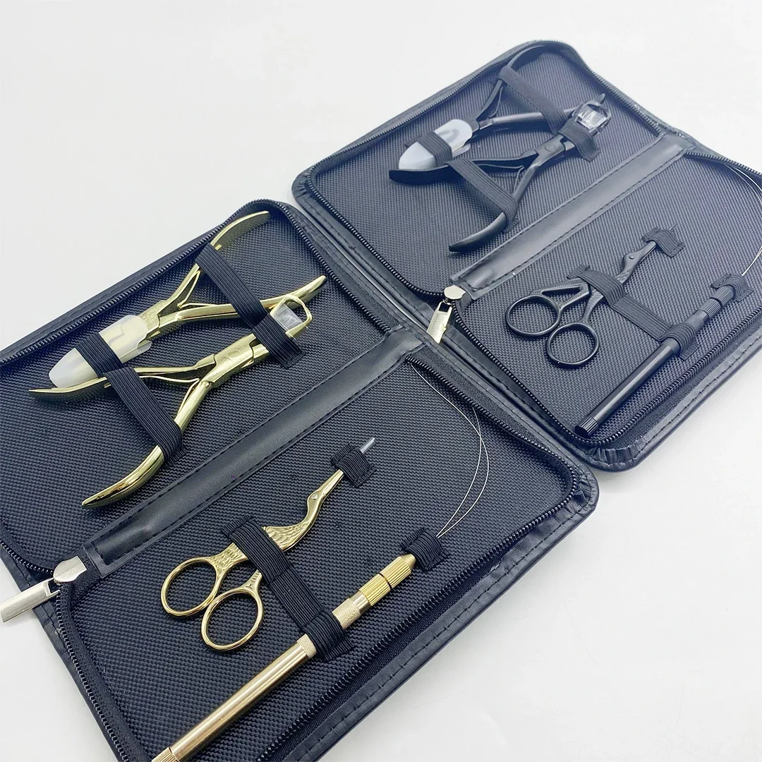 

2024 Professional Hair Extension Tools Stainless Steel Hair Extension Pliers Sets Kit with Hook Needle