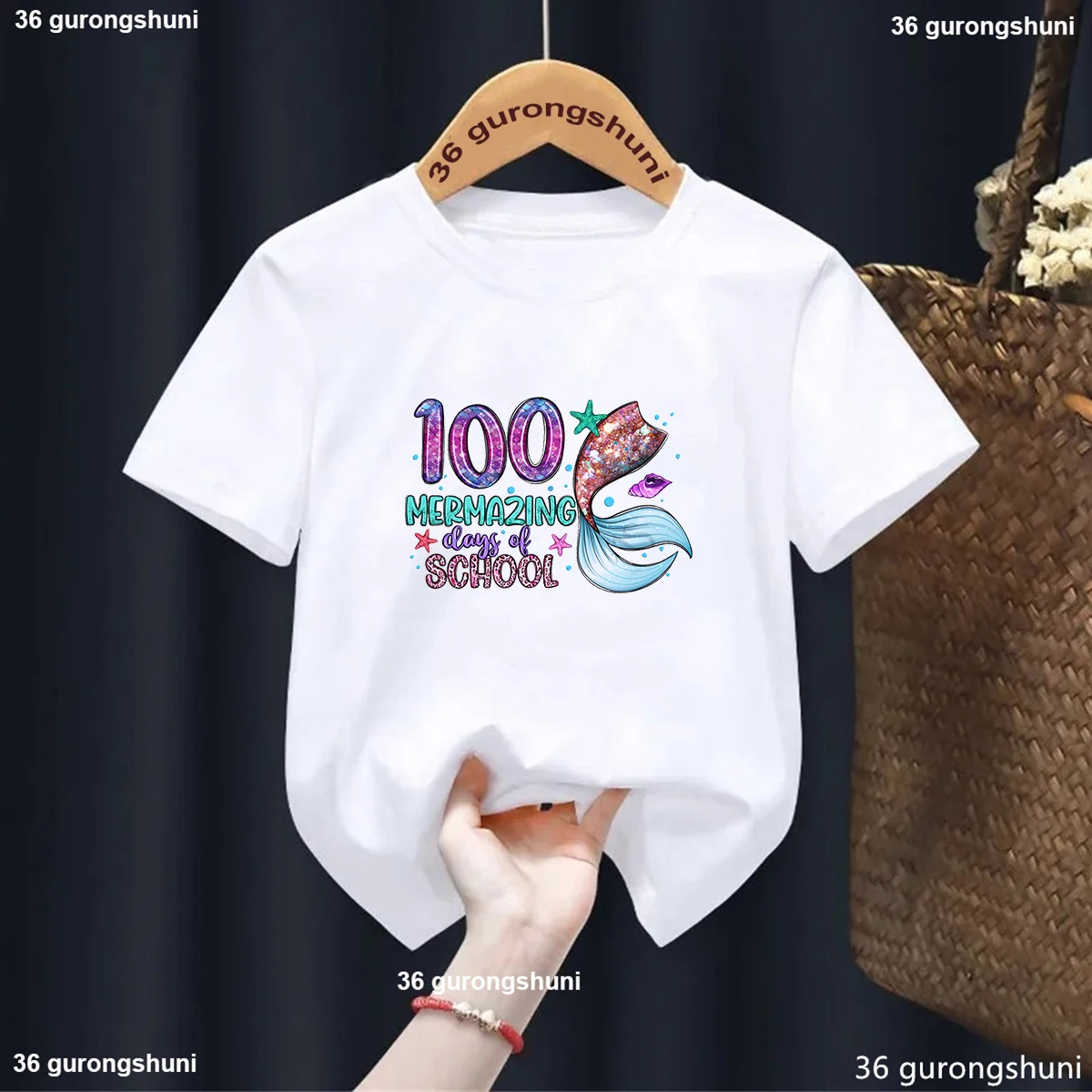 

Funny Happy 100 Days Of School Pattern Print Girls Tshirt Fashion Harajuku Kawaii Kids Clothes 2025 Summer Casual Tshirt Tees