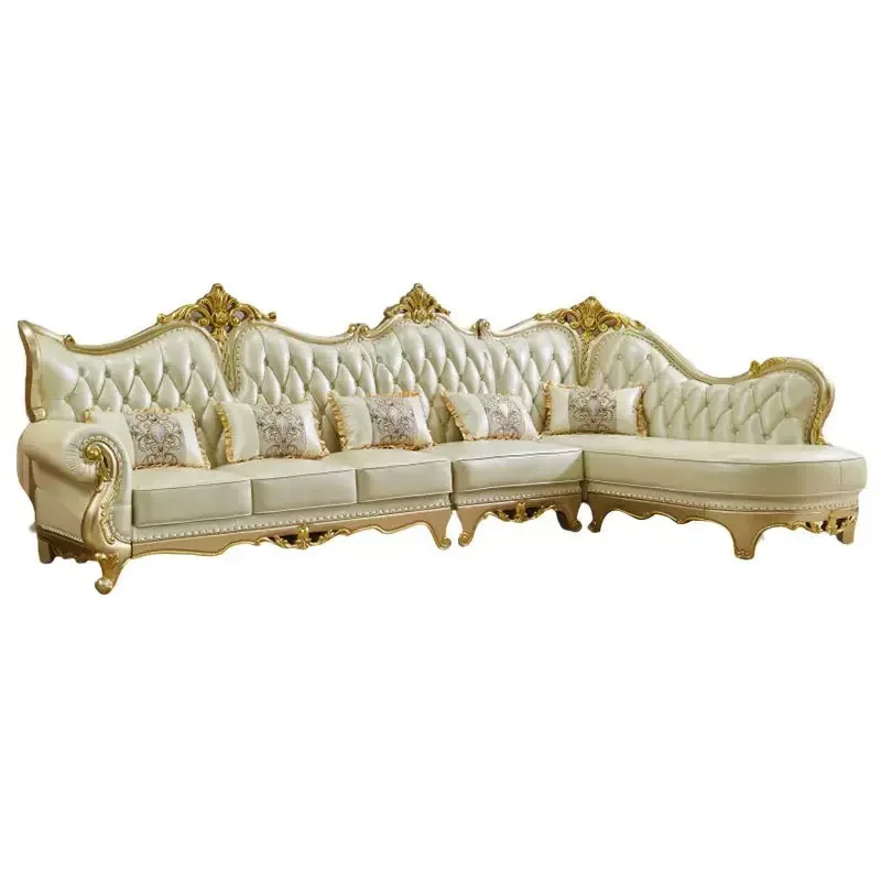 European leather corner sofa combination luxury living room high-end luxury furniture full set of simple