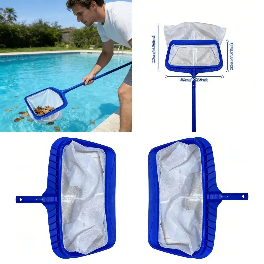 Râteau à feuilles piscine à bord en aluminium à usage étendu, avec en filet profond pour une collecte rapide des