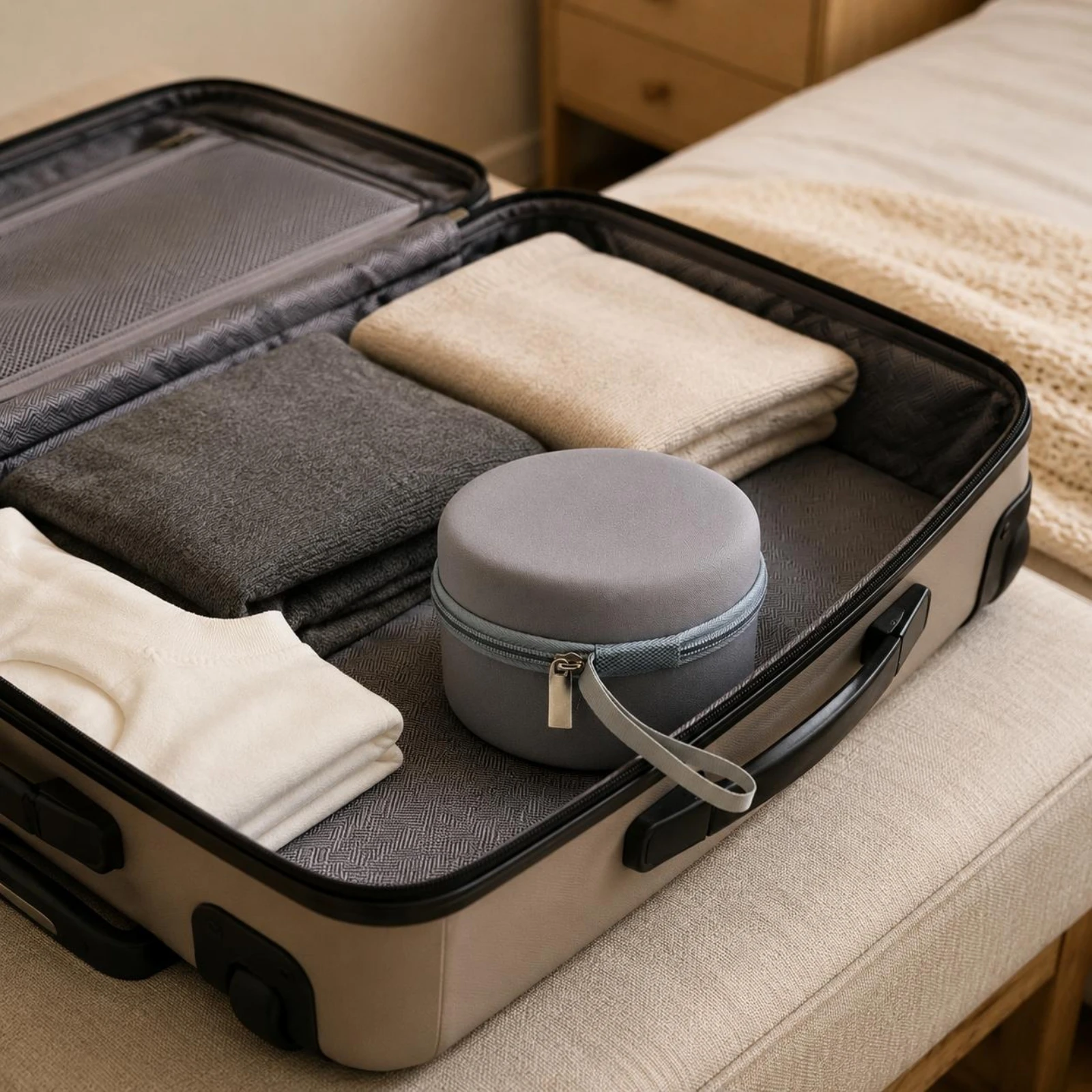 Neck Pillow Storage Box EVA Neck Pillow Carrying Case Cylindrical Storage Box Soft-Lined Compact for Outdoor